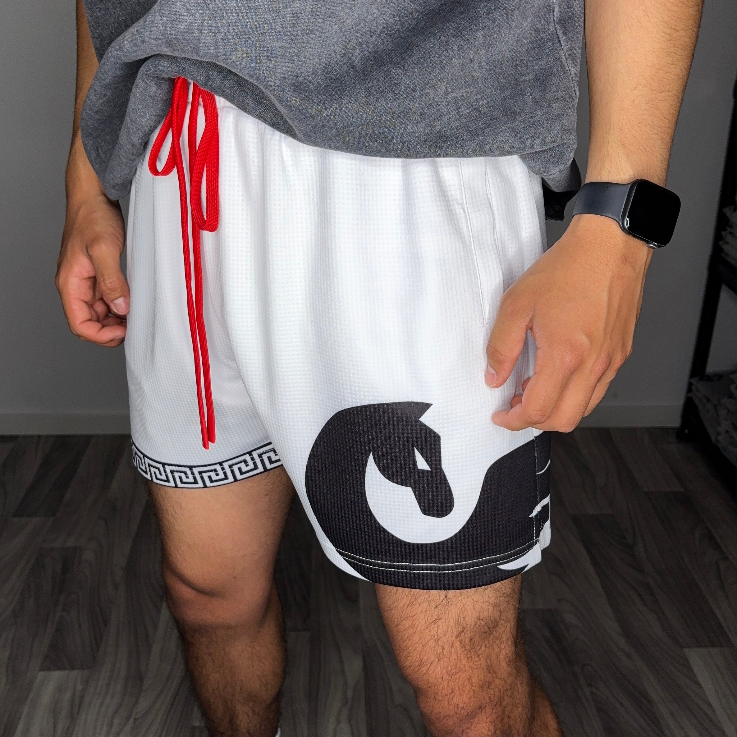 WHITE MESH SHORTS
